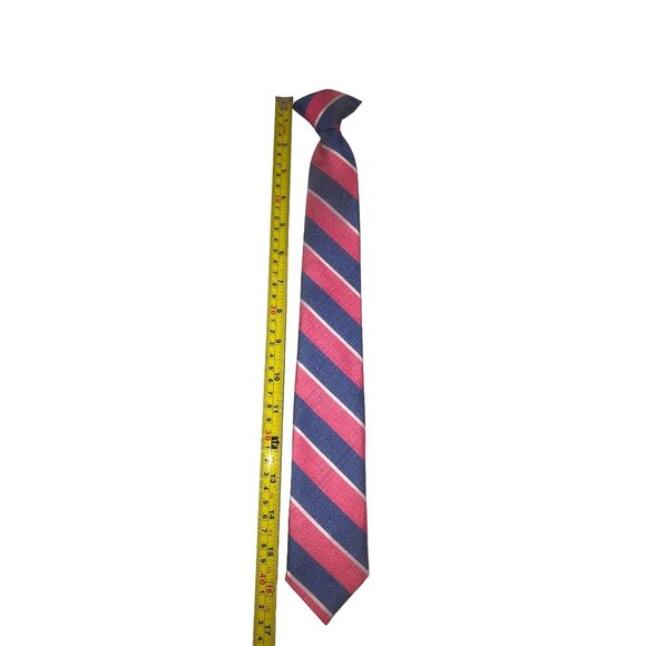 Boys  Pink & Blue Striped Polyester Neck Clip tie - Picture 4 of 4